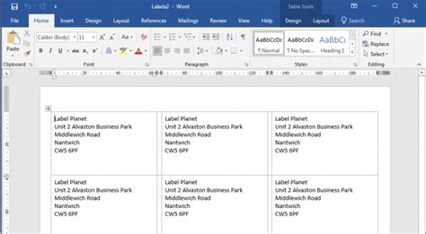 How To Print A Sheet Of Address Labels Using Create Labels In Word