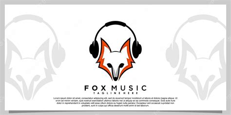 Premium Vector | Music logo design with head fox creative concept