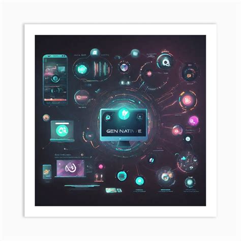 Futuristic Computer Icons Art Print by Pat4U - Fy