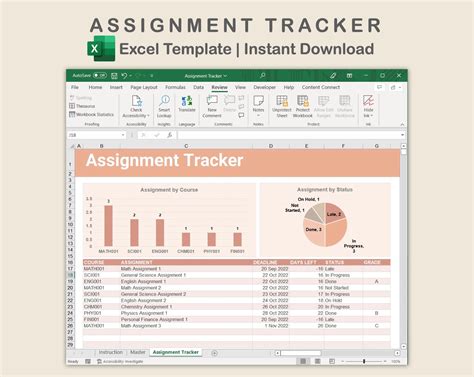 Assignment Tracker Excel, Homework Planner, Excel Spreadsheet Template ...