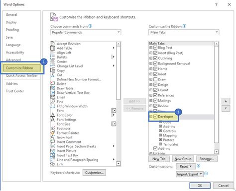 The developer tab in Microsoft Word - mscrm-addons.com KnowledgeBase