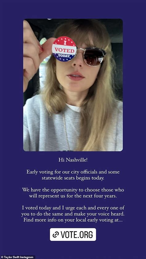 Taylor Swift urges fans to make their 'voice heard' at the ballots after voting in Nashville ...