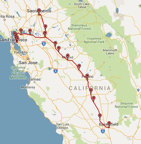 Amtrak San Joaquin Route Map