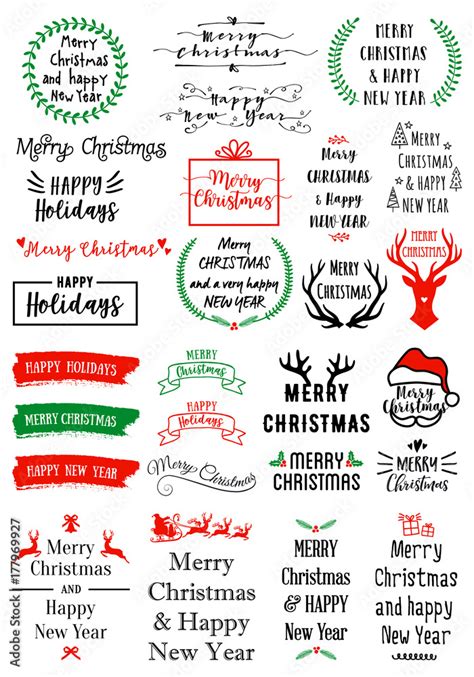 Christmas text overlays, vector set Stock Vector | Adobe Stock