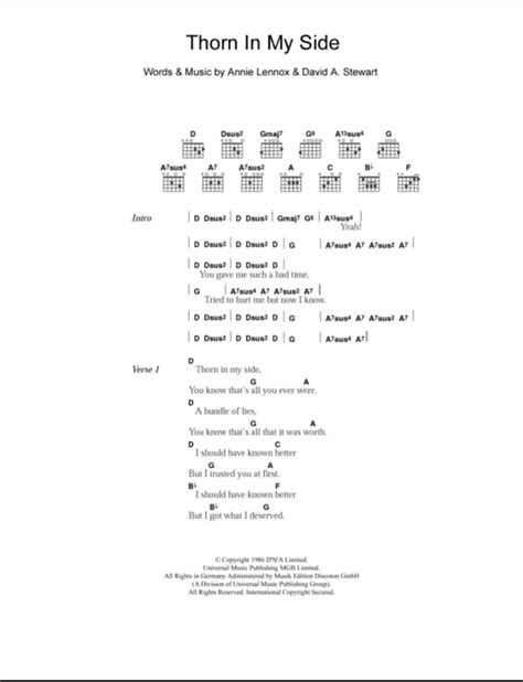 Thorn In My Side - Guitar Chords/Lyrics | zZounds