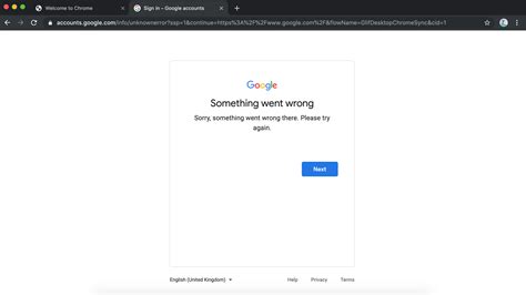 Something went wrong error - Google Account Community