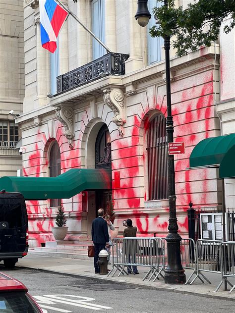 UES Russian Consulate Vandalized With Red Paint Amid Ukraine Annexing ...