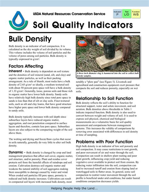 Bulk-density - S o i l Q u a l i t y I n d i c a t o r s Bulk Density Bulk density is an ...