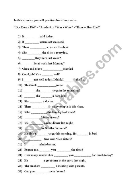 Verbs do-be-have - ESL worksheet by pkhat