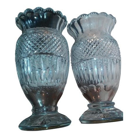 Antique Large Very Rare Waterford Irish Crystal Vases - Pair | Chairish