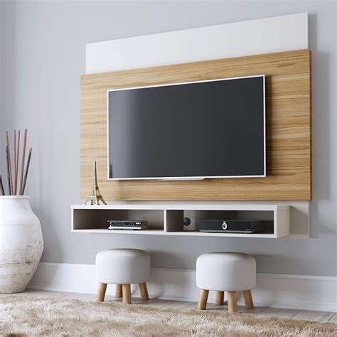 wall board with stylish TV floating shelf unique media room storage and ...