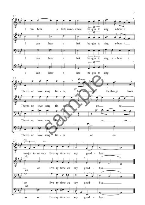 Every Time We Say Goodbye - TTBB - Alan Simmons Music - Choral Sheet Music for Choirs & Schools