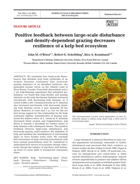 (PDF) Positive feedback between large-scale disturbance and density-dependent grazing decreases ...