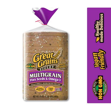 Great Grains Bakery Multigrain with Flax Seeds & Omega-3 Bread Loaf, 24 oz, 15 Count - Walmart.com