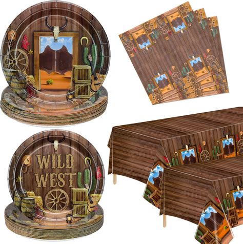 Western Party Decorations - 162 Pcs Birthday Plates, Napkins, Western ...