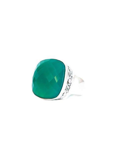 Faceted Green Onyx Ring In Sterling Silver – Inaya Jewelry