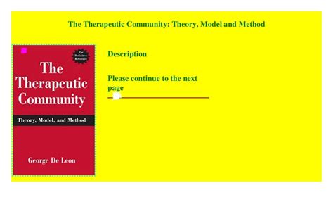 The Therapeutic Community: Theory, Model and Method [download]_p.d.f