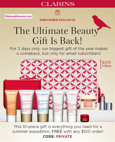 Clarins 10-piece Free Gift with Purchase - Makeup Bonuses