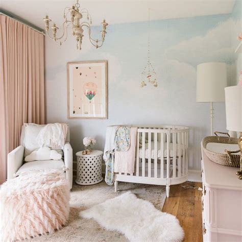 Nuage Wallpaper Mural | Baby girl nursery room, Baby room design, Girl nursery room