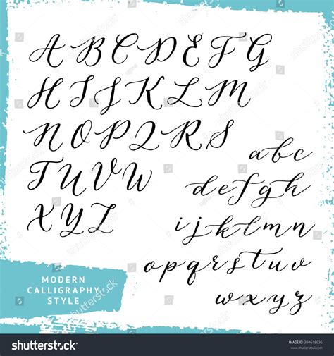 Modern calligraphy style. Handwritten script alphabet. Uppercase and lowercase letters. Script ...