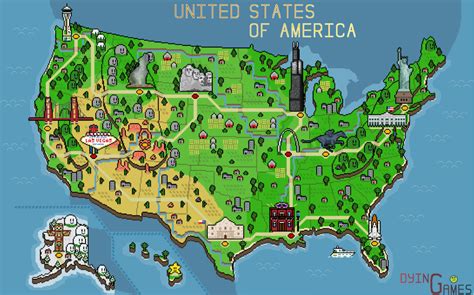 I made a retro pixel map of the USA! Tried to include some of the ...