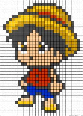 Chibi Luffy One Piece perler bead pattern Hama Beads Patterns, Beading ...