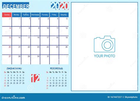 December 2020 Calendar Monthly Planner Design Stock Vector - Illustration of note, june: 167447227