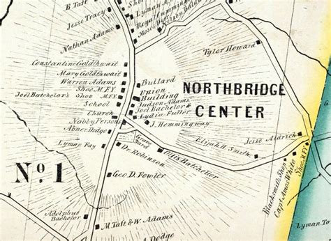 1849 Town Map of Northbridge Massachusetts - Etsy