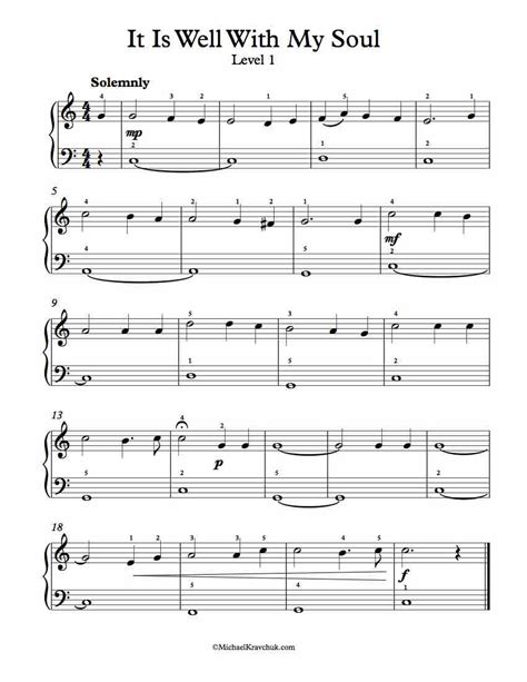 Free Piano Arrangement Sheet Music - It Is Well With My Soul