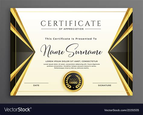 Creative certificate template with luxury golden Vector Image