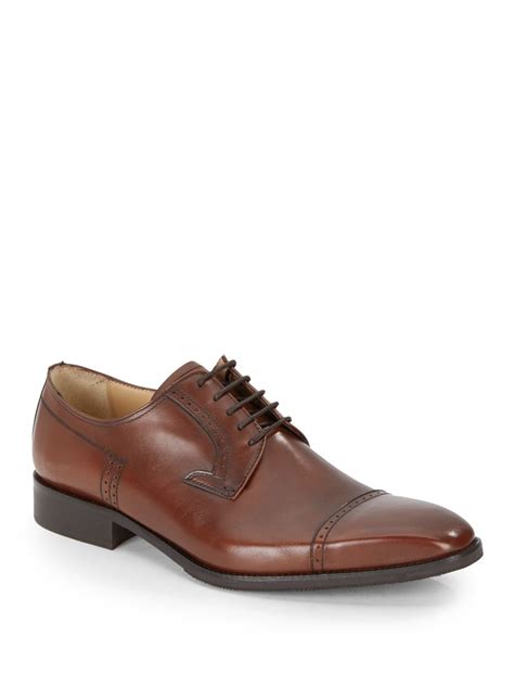 Saks fifth avenue black label Cap-Toe Leather Oxford Shoes in Brown for ...