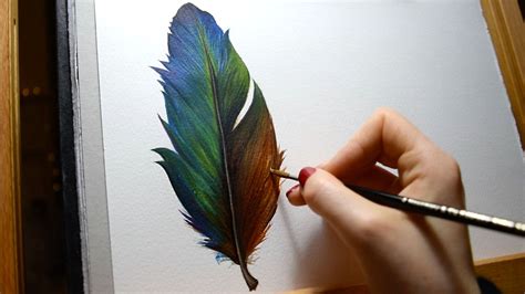 Watercolour Feather Painting Tutorial Time Lapse | Feather painting ...