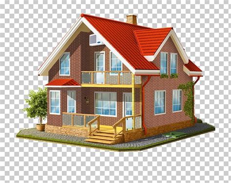 Small House with Red Roof and Stairs