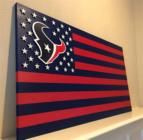 Houston Texans Texans Flag Wood Flag Houston Texas Bulls | Etsy