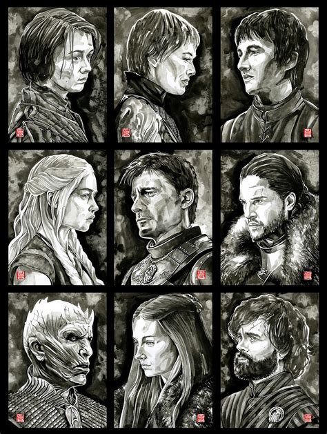 Game of Thrones Characters, India ink, 9x12 (each) : r/Art