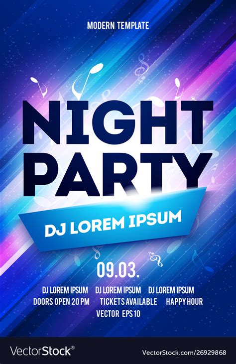 Party night flyer or banner design template Vector Image