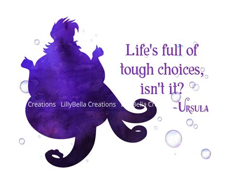 Ursula - The Little Mermaid - Watercolor Silhouette with Quote 10" x 8 ...