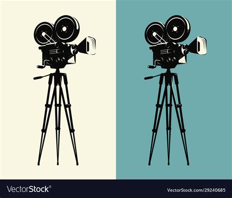 Movie camera on tripod vintage projector cinema Vector Image