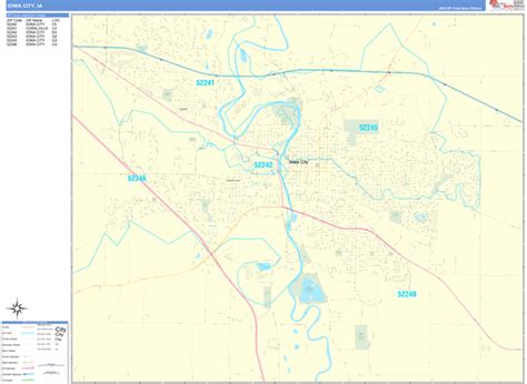 Iowa City Iowa Zip Code Wall Map (Basic Style) by MarketMAPS - MapSales