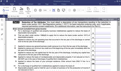 Pdf Fillable Irs Form 982 - Printable Forms Free Online