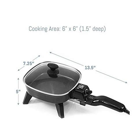 Electric Skillet with Glass Lid Small Compact Size Non Stick Cooker Fry Pan 7" - Small Kitchen ...