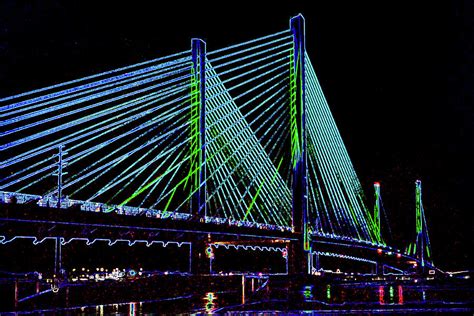 Indian River Bridge Night Abstract Photograph by Bill Swartwout Photography