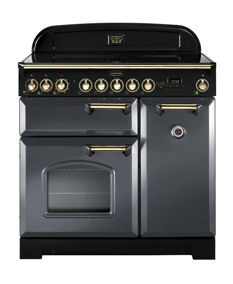 Rangemaster Classic Deluxe 90 Induction Slate/Brass Trim Range Cooker ...