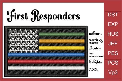 First Responders Flag embroidery design