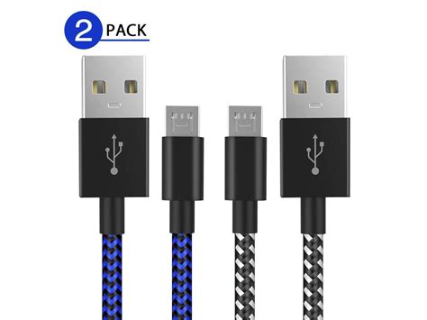 PS4 Controller Charger Charging Cable 10ft 2 Pack Nylon Braided Extra Long Micro USB 2.0 High ...