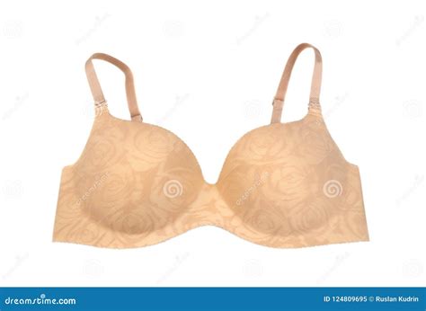 Beige Satin Bra. Isolate on White Stock Image - Image of romantic, female: 124809695