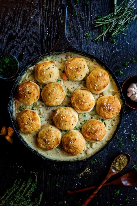 Cast Iron Chicken Pot Pie with Biscuits - Powered By Mom