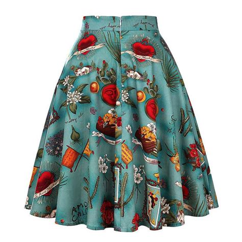 Frida Kahlo Print Retro Skirt - Artistic Pod | High waisted skirt ...