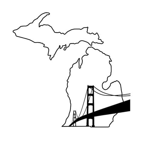 Premium Vector | Outline of Michigan map with bridge Silhouette of an ...