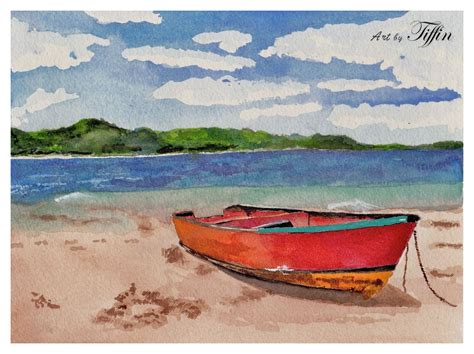 Row Boat Watercolor at PaintingValley.com | Explore collection of Row ...